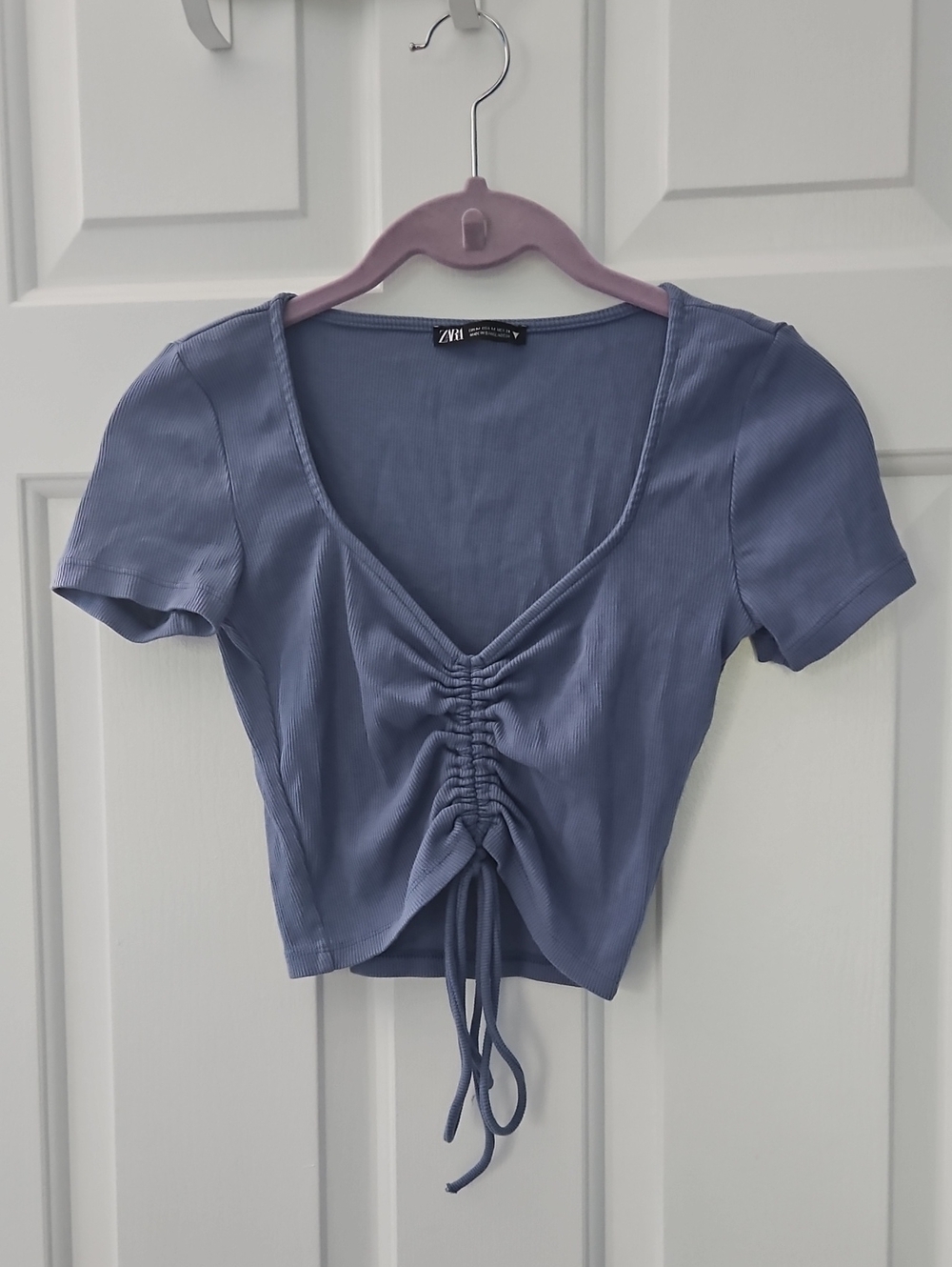 Zara Ruched Front Tie Crop Top